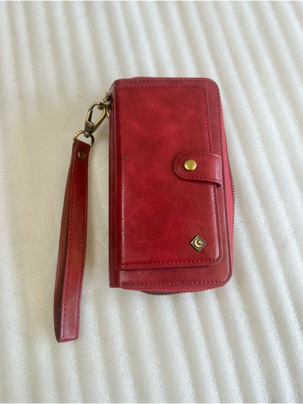 Red Wristlet Phone Wallet with Snap Closure